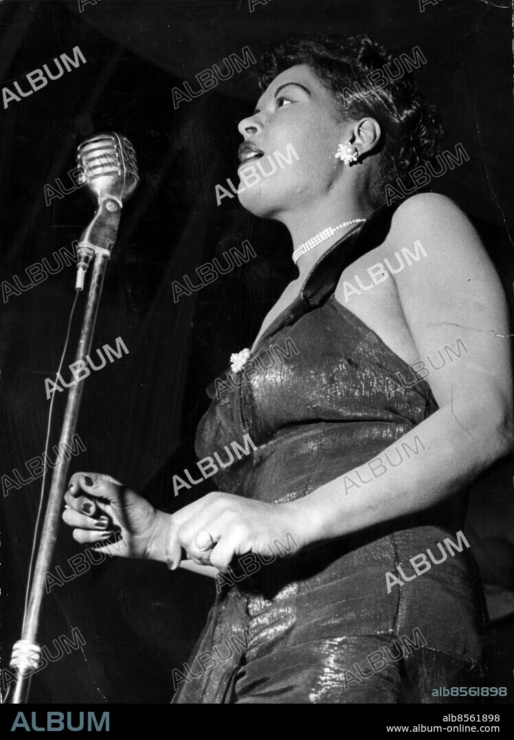 Billie Holiday. egentligen Eleanora Fagan Lady Day 1915 - 1959. Holiday Billie jazzsångerska USA Scen 1954. (c) Bror ”Blixten” Hansson / Sydsvenskan / IBL.