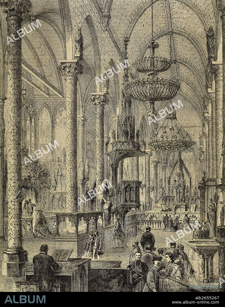 HISTORIA DE FRANCIA. SIGLO XIX. EXPOSICION UNIVERSAL DE PARIS (1867). "CAPILLA PARA EXPOSICION DE OBJETOS DEL CULTO". Grabado del año 1867, "El Panorama".