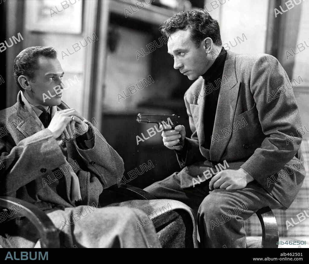 DANE CLARK and ROBERT DUKE in GUNMAN IN THE STREETS, 1950, directed by FRANK TUTTLE. Copyright FILMS SACHA GORDINE.
