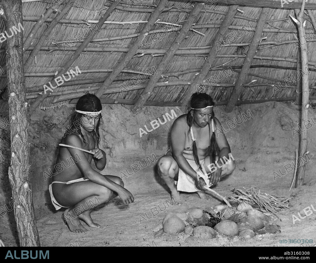 California: c. 1930 Most villages had one or more sweat houses where the men gathered every day for the traditional custom of sweating. The earth covered house was built close to the river so the men could plunge into the water after sweating. A fire was built in the sweat house to make it hot, and the men scraped their bodies with a split deer rib to stimulate sweating. When they could endure the heat no longer, they ran from the sweat house and plunged into the nearby river.