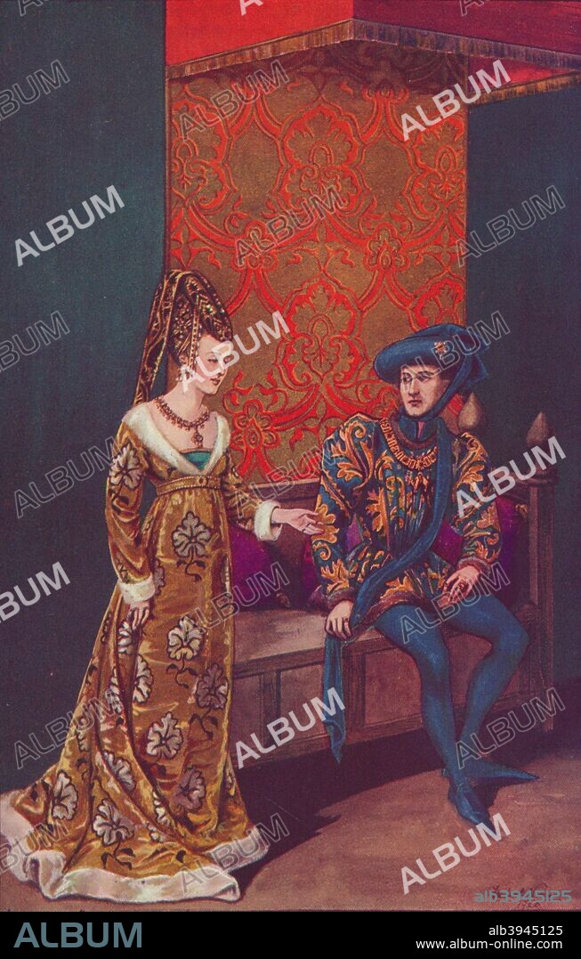 'Philippe Le Bon, Duke of Burgundy and Isabelle of Portugal, 1440-1445', 1926. Philippe Le Bon (1396-1467) and his third wife Isabella of Portugal (1397-1471). From Costume & Fashion, Volume Two, Senlac to Bosworth 1066-1485, by Herbert Norris. [J. M. Dent and Sons Ltd., London and Toronto, 1927].
