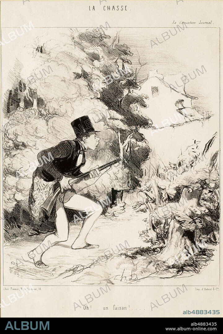 Honoré Daumier, French, 18081879, Oh!...Un faisan!..., From La Chasse, 1843, Lithograph on paper, Overall: 9 5/16 x 8 13/16 in. (23.7 x 22.4 cm).