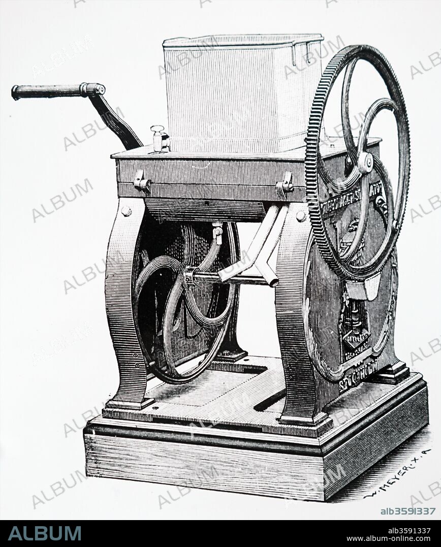Engraving depicting Gustaf de Laval's centrifugal cream separator. Gustaf de Laval (1845-1913) a Swedish engineer and inventor. Dated 19th Century.