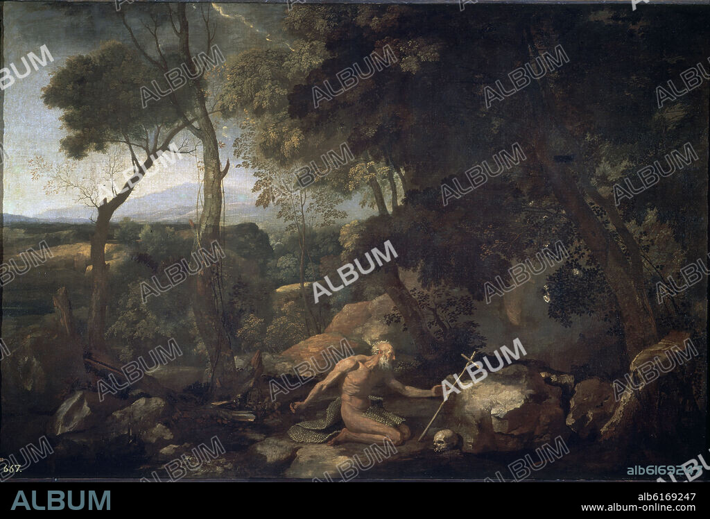 NICOLAS POUSSIN. PAISAJE CON SAN JERONIMO - 1637-1638 - OLEO/LIENZO - 155 x 234 cm - NP 2304 - BARROCO CLASICISTA.