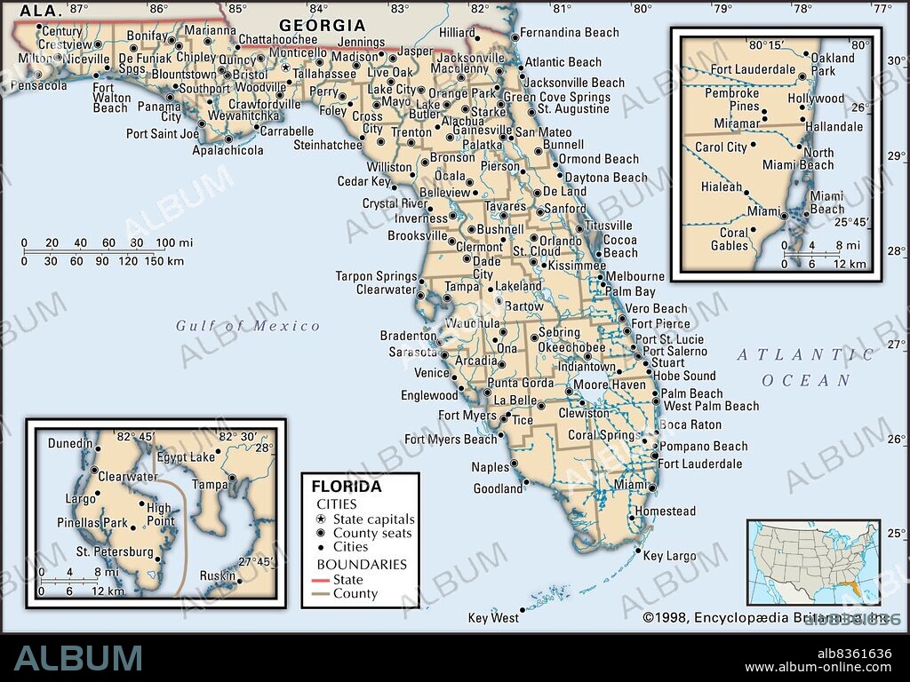 Political map of Florida.