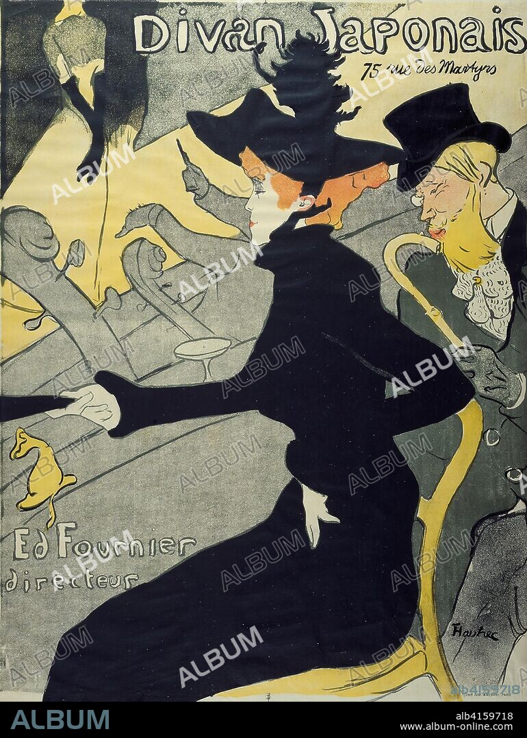 Divan Japonais. Henri de Toulouse-Lautrec; French, 1864-1901. Date: 1893. Dimensions: 801 × 601 mm (image); 802 × 618 mm (sheet). Color lithograph on cream wove paper. Origin: France.