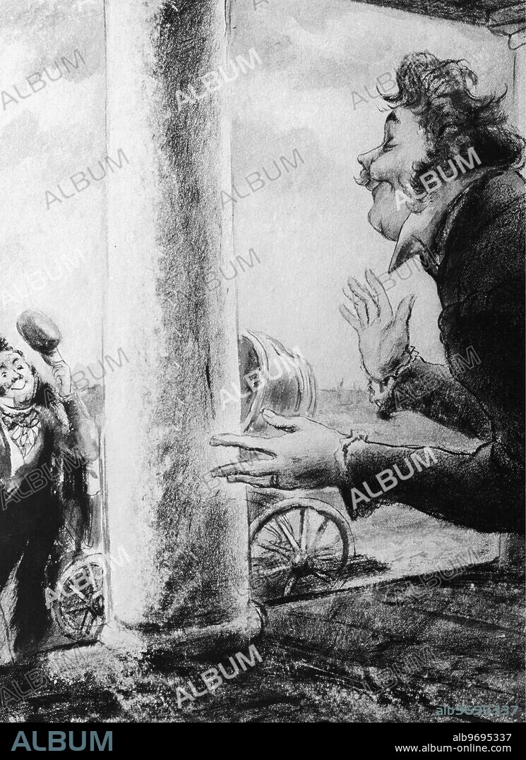 'Dead Souls', Manilov and Chichikov. Drawing by People's Artists of the RSFSR, Stalin Prize winners Kukryniksy (M Kuprianov, P Krylov and N Sokolov). 1936. Supplied by; SCRSS - Society for Cooperation in Russian And Soviet Studies.