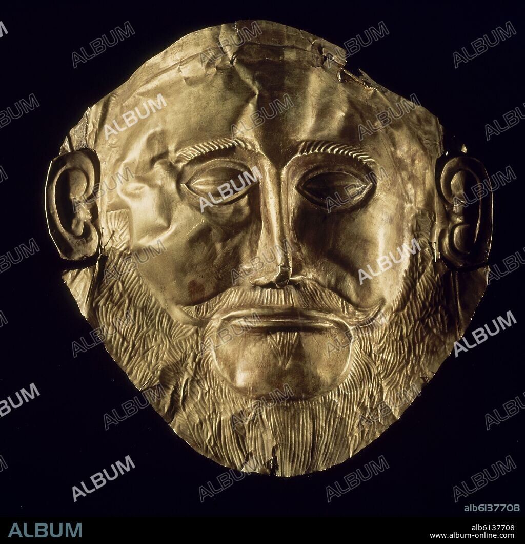 AUTOR LIBRE 01307. MASCARA FUNERARIA EN ORO DE AGAMENON - 1550 AC - 26,5x26.