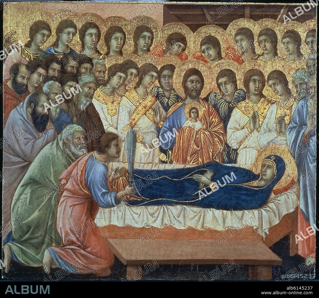 DUCCIO DI BUONINSEGNA (1255-1319). LA MAESTA - MUERTE DE LA VIRGEN - 1308-1311 - TEMPLE/TABLA - 39'7 x 45'2 cm - GOTICO INTERNACIONAL.