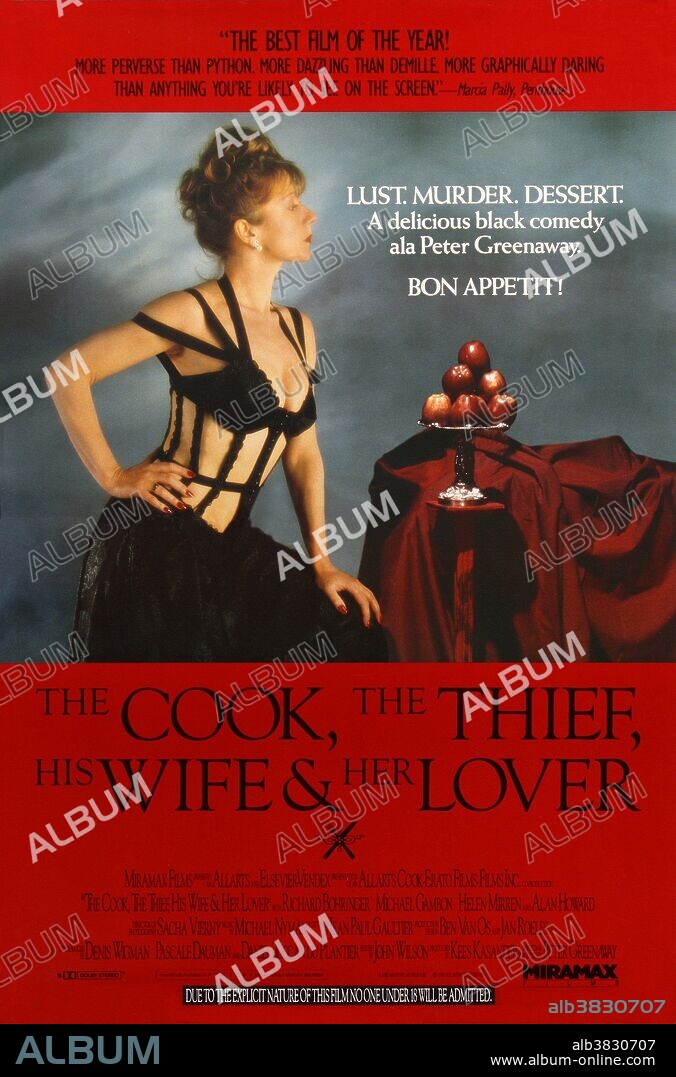 Plakat zu COOK, THE THIEF, HIS WIFE AND HER LOVER, THE, 1989, unter der Regie von PETER GREENAWAY. Copyright Allarts.