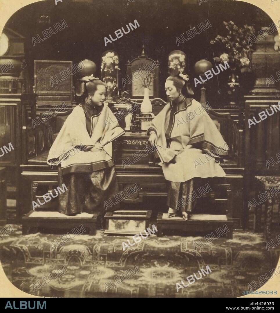 Canton. Portraits of Two Chinese Beauties, Wives of a Mandarin of the First Class or Blue Button., Pierre Joseph Rossier (Swiss, 1829 - about 1883), Negretti & Zambra (British, active 1850 - 1899), 1858–1859, Albumen silver print.