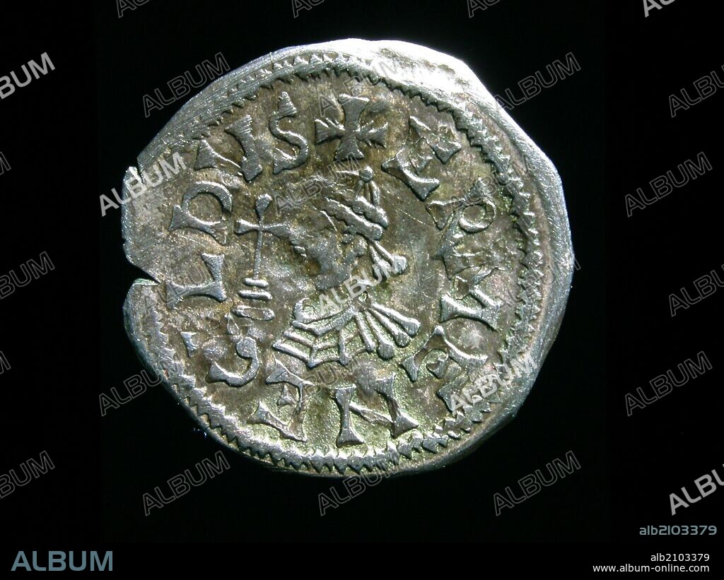 NUMISMATICA. MONEDA VISIGODA. HERMENEGILDO (SIN CECA) (579-585) ANVERSO. MONEDA FALSA.