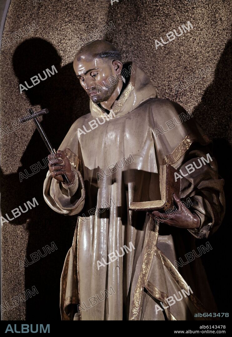GREGORIO FERNANDEZ. SAN BRUNO - SIGLO XVII - ESCULTURA BARROCA - MADERA POLICROMADA.