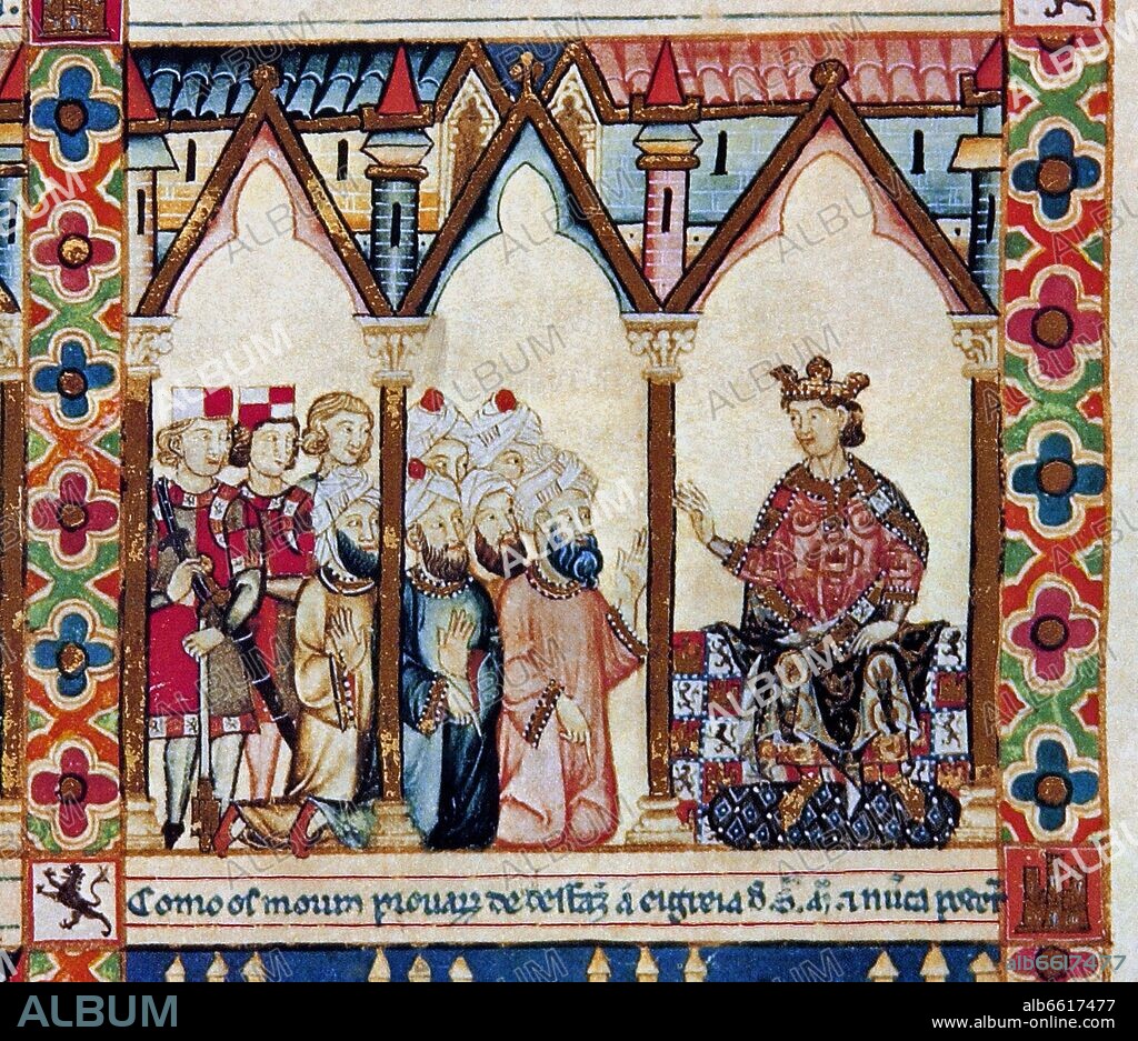 ALFONSO X OF CASTILE THE WISE. MTI1-CANTIGA DE SANTA MARIA Nº169-F226V-D-EL REY MORO DE MURCIA ANTE LA CORTE DE ALFONSO X - SIGLO XIII.