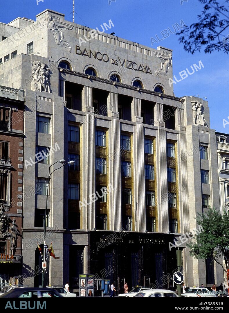 GALINDEZ ZABALA MANUEL IGNACIO. SEDE DEL BANCO DE VIZCAYA PROYECTADO POR GALINDEZ EN 1930 Y CONSTRUIDO POR FERNANDO Y JULIAN ARZADUN EN 1931/34-ESCULTURA JOSE CAPUZ/J.