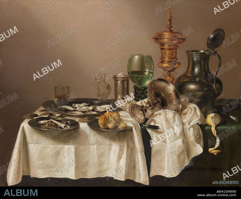 WILLEM CLAESZ. HEDA. Still Life with a Gilt Cup. Still Life with a Broken Glass. Dating: 1635. Measurements: support: h 88 cm × w 113 cm.