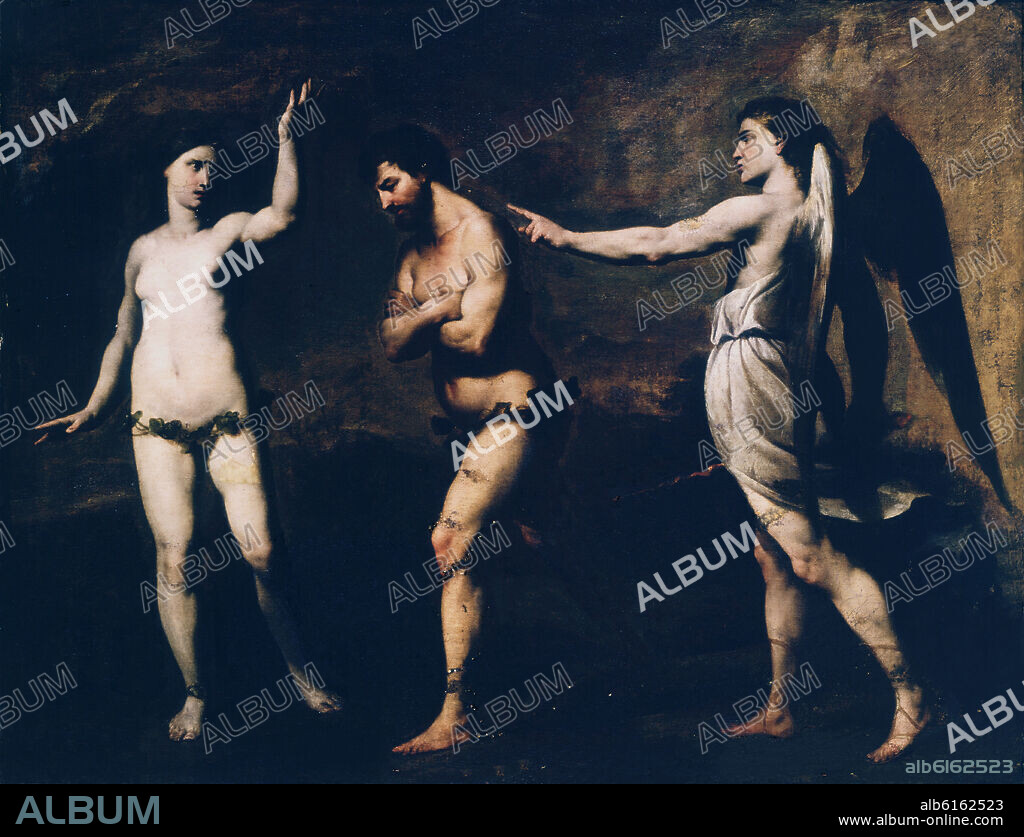 ANDREA VACCARO (1604-1670). EXPULSION DEL PARAISO - 101x132 - PINTURA BARROCA ITALIANA - SIGLO XVII.