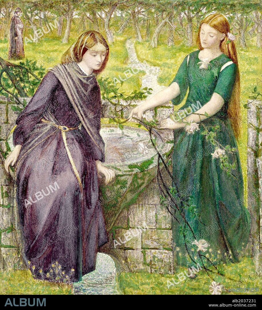 Dante Gabriel Rossetti / 'Dante's Vision of Rachel and Leah', 1855, Watercolour on paper, 35 cm x 31 cm.
