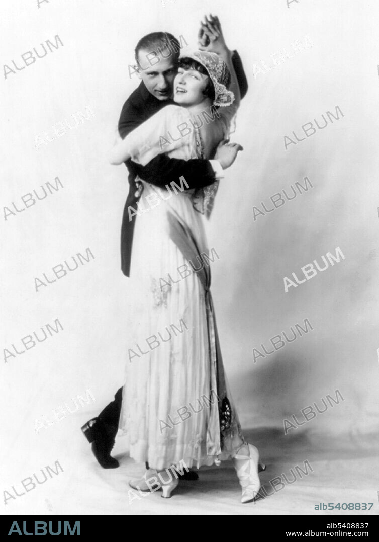 Vernon (May 2, 1887 - February 15, 1918) and Irene (Foote) Castle April 17, 1893 - January 25, 1969) were ballroom dancers and dance teachers who appeared on Broadway and in silent films. They are credited with reviving the popularity of modern dancing. The couple reached the peak of their popularity in Irving Berlin's first Broadway show, Watch Your Step (1914), in which they refined and popularized the Foxtrot. They also helped to promote ragtime, jazz rhythms and African-American music for dance. Irene became a fashion icon through her appearances on stage and in early movies. No photographer credited, 1913 (cropped and cleaned).