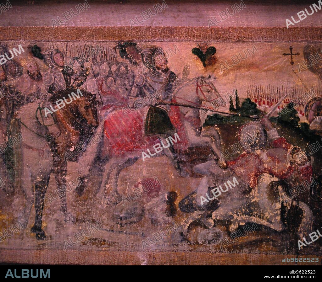 Battle of Las Navas de Tolosa (1212), mural Painting in the choir of Church of the the Royal Monastery of Las Huelgas (Burgos).