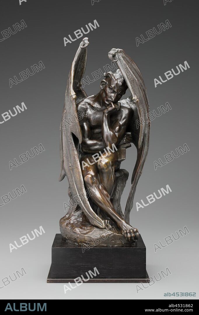 Jean-Jacques Feuchère, French, 1807-1852, Satan, modeled 1833, cast 1835, bronze with a dark brown patina, Overall: 13 3/4 inches (34.9 cm).