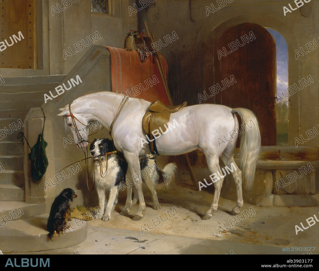 SIR EDWIN HENRY LANDSEER. Favourites, the Property of H.R.H. Prince George of Cambridge. Date/Period: 1834 to 1835. Painting. Oil on canvas. Height: 1,016 mm (40 in); Width: 1,257 mm (49.48 in).
