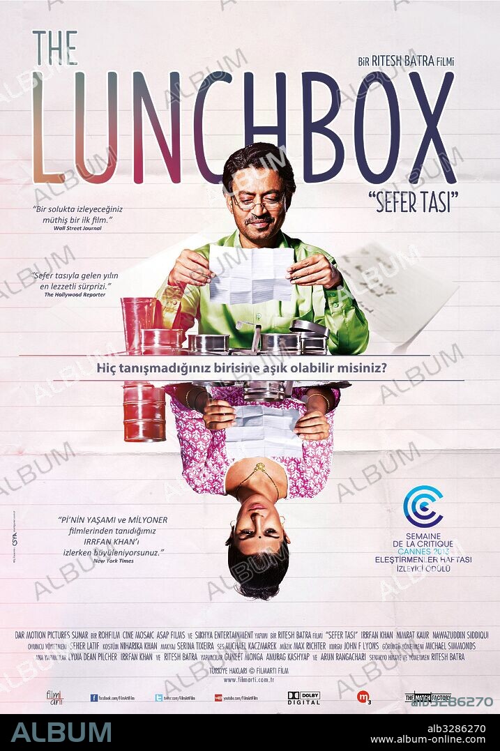 Poster de THE LUNCHBOX, 2013 (DABBA), dirigida por RITESH BATRA. Copyright SIKHYA ENTERTAINMENT/DAR MOTION PICTURES/NFDC.
