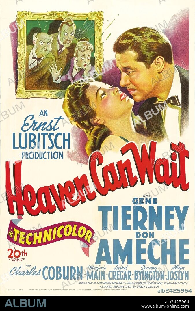 Poster of HEAVEN CAN WAIT, 1943, directed by ERNST LUBITSCH. Copyright 20TH CENTURY FOX.
