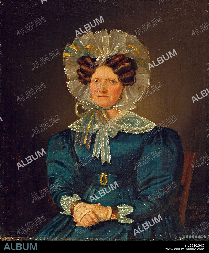 WILHELM BENDZ. Portrait of Mette Sophie Fuglsang. The artist's aunt. Date/Period: 1830. Painting. Width: 20.7 cm. Height: 23.4 cm.