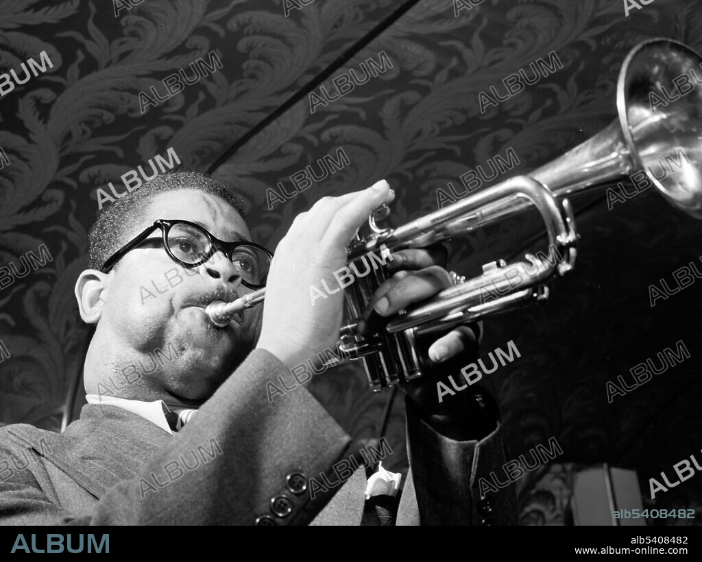 Dizzy Gillespie, New York, N.Y., ca. May 1947. Dizzy Gillespie (1917-1993) was an American jazz trumpeter, bandleader, composer, teacher and singer. In the 1940s Gillespie, with Charlie Parker, became a major figure in the development of bebop and modern jazz. He is considered one of the greatest jazz trumpeters of all time.