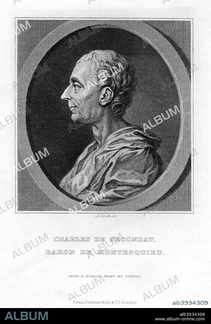 Charles de Secondat, Baron de Montesquieu, (1689-1755). Montesquieu, (Charles-Louis de Secondat, Baron de La Brede et de Montesquieu), was a French social commentator and political thinker.