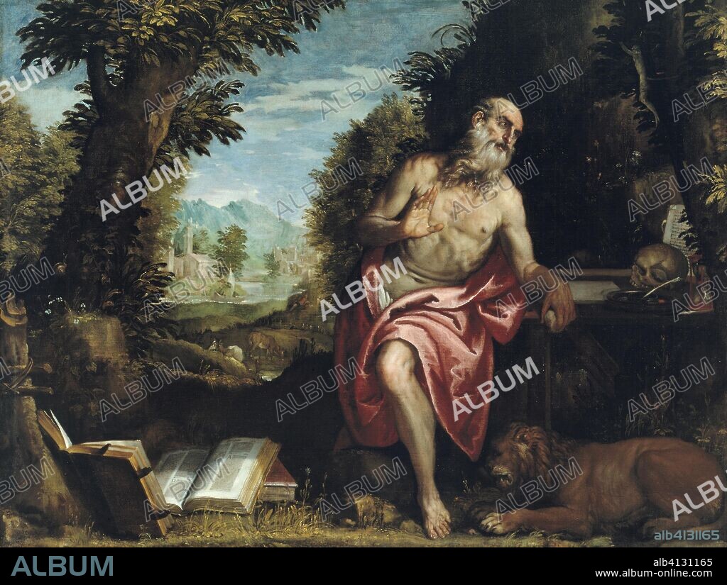 WORKSHOP OF PAOLO VERONESE. Saint Jerome in the Wilderness. Workshop of Veronese (Paolo Caliari); Italian, 1528-1588. Date: 1580-1590. Dimensions: 53 1/8 × 69 7/8 in. (134.8 × 176.6 cm). Oil on canvas. Origin: Italy.