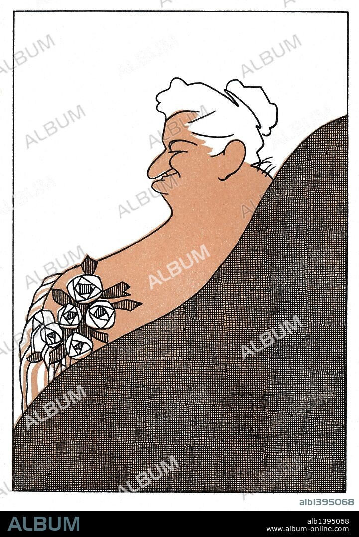 ROMÁN BONET SINTES "BON". Caricatura de Emilia Pardo Bazán, condesa de Pardo Bazán (La Coruña, 1851-Madrid, 1921). Novelista, periodista, ensayista y crítico española introductora del naturalismo en España. Año 1911.