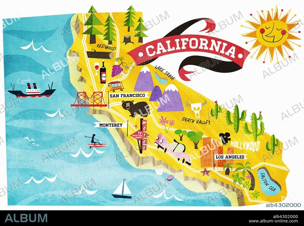 Map of tourist attractions in California.
