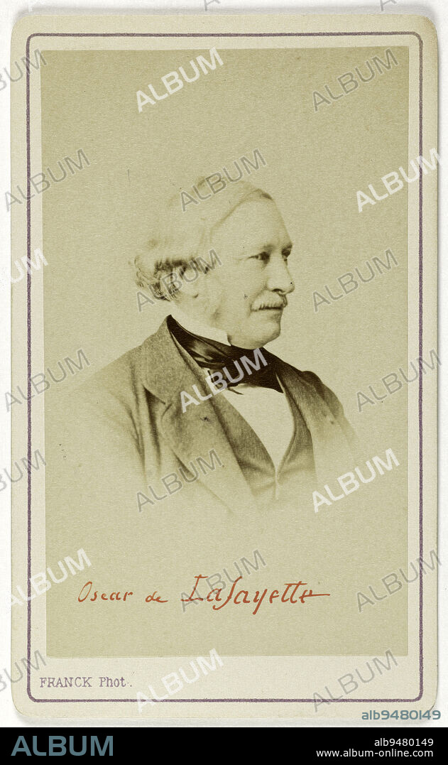 Portrait of Oscar du Motier de la Fayette, (1815-1881), (politician), Franck (François Gobinet de Villechole, dit), Photographer, Between 1860 and 1890, 2nd half of the 19th century, Photography, Graphic arts, Photography, Albumen paper print, Dimensions - Work: Height: 9.1 cm, Width: 5.4 cm, Dimensions: Height: 10.5 cm, Width: 6.3 cm.