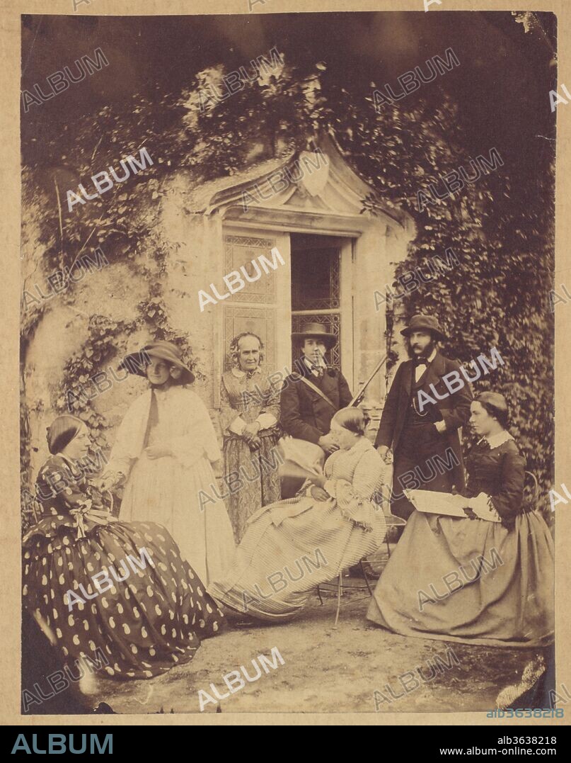 [Claudet Family Group, Chateau de la Roche, Amboise]. Artist: Francis George Claudet (Canadian, 1837-1906). Dimensions: 17.5 x 13.4 cm (6 7/8 x 5 1/4 in.) visible. Date: 1856.