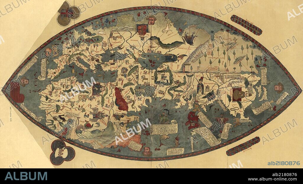 Elliptical Map of the world as known around the Mediterranean.