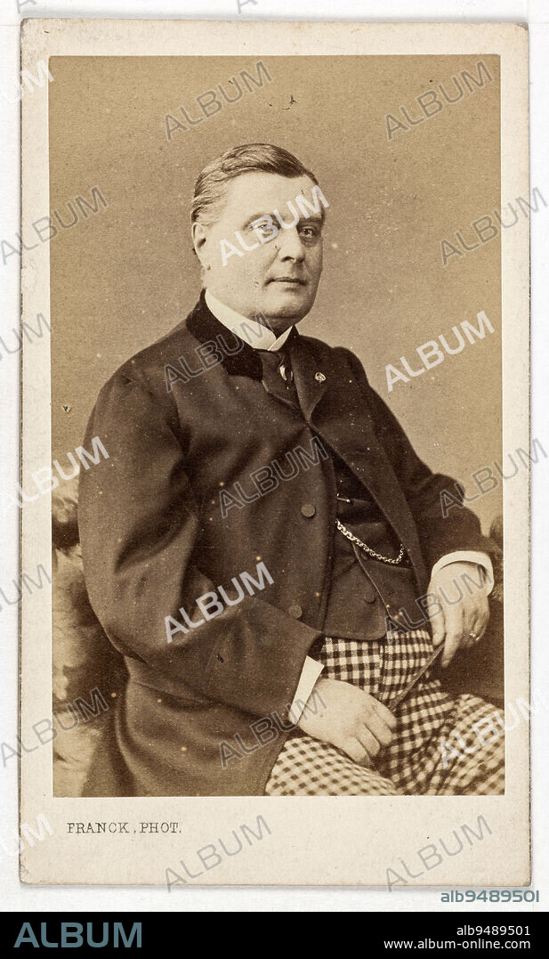 Portrait of Alexandre Florian Joseph Colonna (1810-1868), Count Walewski, politician, writer, diplomat and natural son of Napoleon I, Franck (François Gobinet de Villechole, dit), Photographer, Between 1860 and 1890, 2nd half of the 19th century, Photography, Graphic arts, Photography, Albumen paper print, Dimensions - Work: Height: 9 cm, Width: 5.5 cm, Dimensions: Height: 10.5 cm, Width: 6.1 cm.