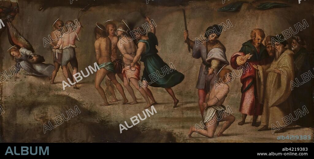 BACHIACCA (FRANCESCO UBERTINI). 'Legend of 10 000 Martyrs (Martyrdom of St Acacius)'. Italy, Early 1520s. Dimensions: 24x52 cm.