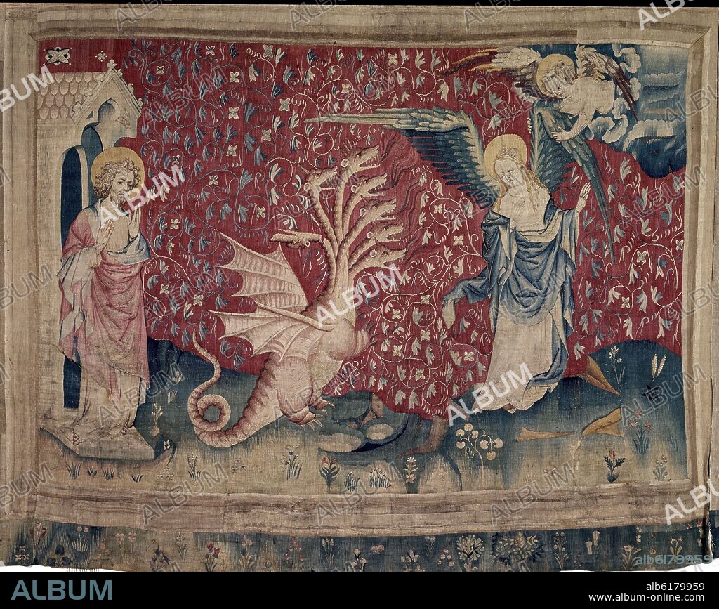 TAPIZ DEL APOCALIPSIS-LA MUJER RECIBE ALAS PARA ESCAPAR DEL DRAGON-(carton de Jean de Bruges)-S XIV.