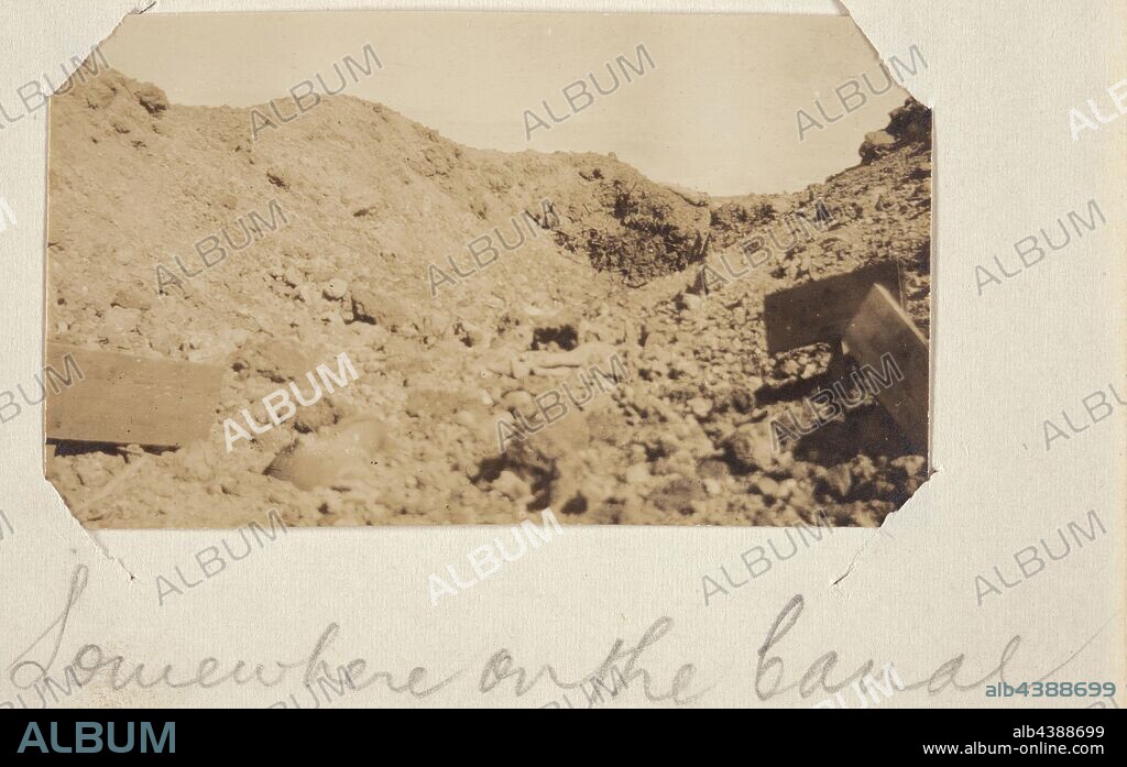 Photograph - 'Somewhere on the Canal', Private John Lord, World War I, circa 1916, Black and white photographic print. Attached to a small notebook used as a photograph album, containing 55 black and white photographs of ANZAC soldiers in Egypt, Mudros and Gallipoli during World War I. The photographs were taken by an Australian soldier, Sergeant John Lord or one of his friends John Lord served in the 13th Field Ambulance and returned to Australia.