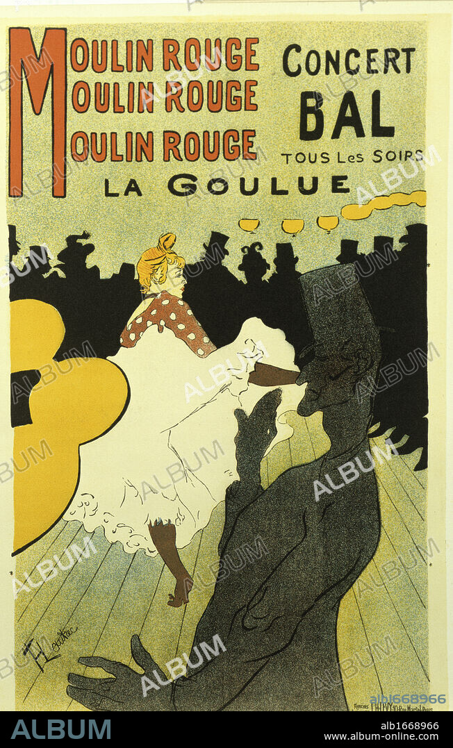HENRI DE TOULOUSE LAUTREC. Moulin Rouge Concert Ball   Henri de Toulouse-Lautrec (1864-1901/French)  Lithograph.