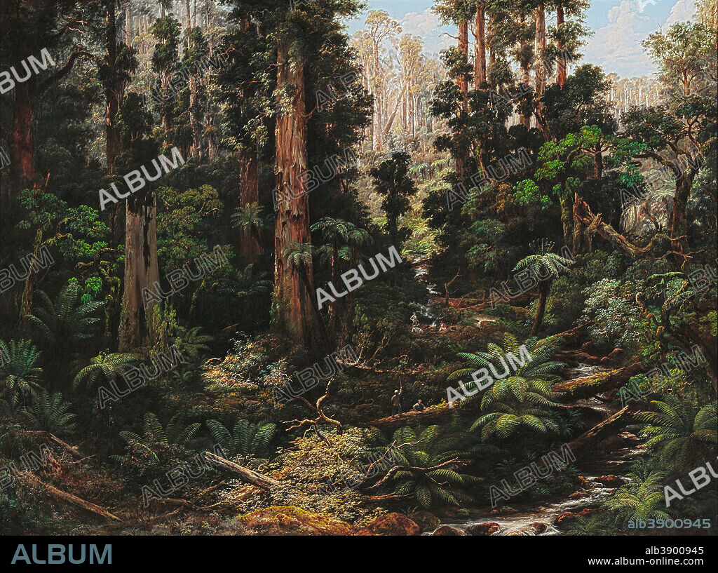 ISAAC WHITEHEAD. In the Sassafras Valley, Victoria. Date/Period: 1875. Painting. Oil on canvas. Height: 99.20 mm (3.90 in); Width: 132.90 mm (5.23 in).