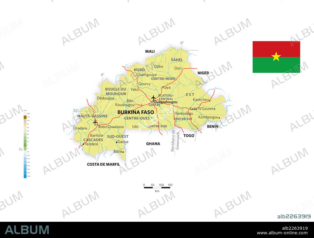 BURKINA FASO. Physical and political map of Burkina Faso.