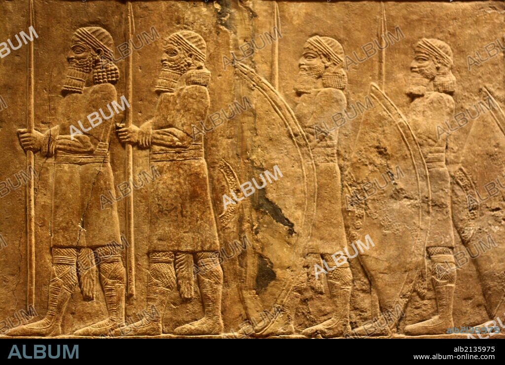 Assyrian wall, circa 645-635 BC. From the North Palace in Nineveh. (Photo by: Universal History Archive/UIG via Getty Images).