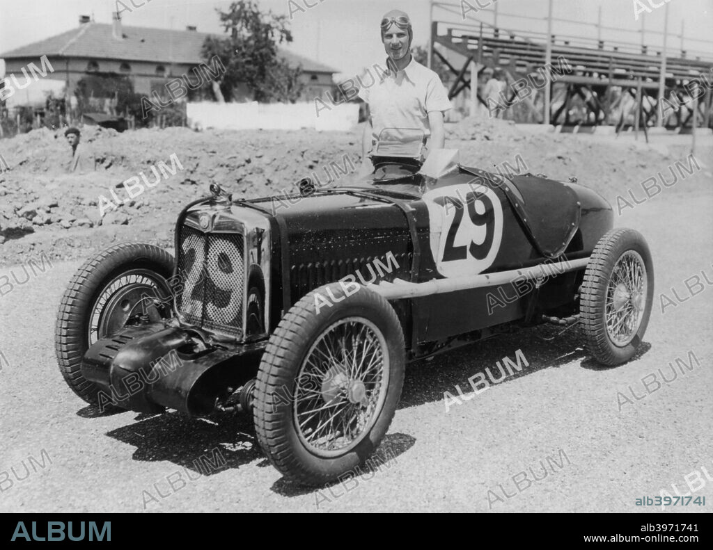 Dick Seaman with his MG K3 Magnette, 1934. Seaman drove one of these cars to victory in the 1934 Prix de Berne race. He won several races in the 1930s, and joined the works Mercedes team in 1937. He won the German Grand Prix in 1938, but was killed in an accident in the wet at Spa the following year.