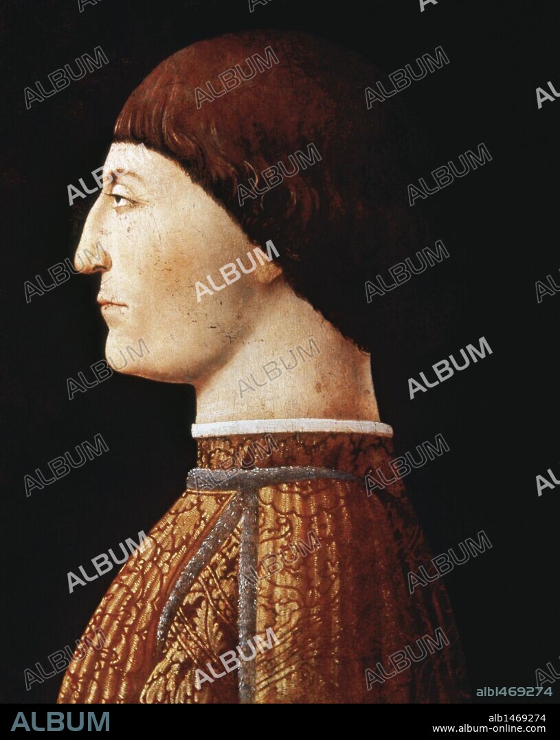 ARTE RENACIMIENTO. ITALIA. PIERO DELLA FRANCESCA (Borgo Sansepolcro, 1492). Pintor italiano. Retrato de SEGISMUNDO MALATESTA (1417-1468), el más célebre representante de esta familia güelfa de condotieros italianos. Museo del Louvre. París. Francia.