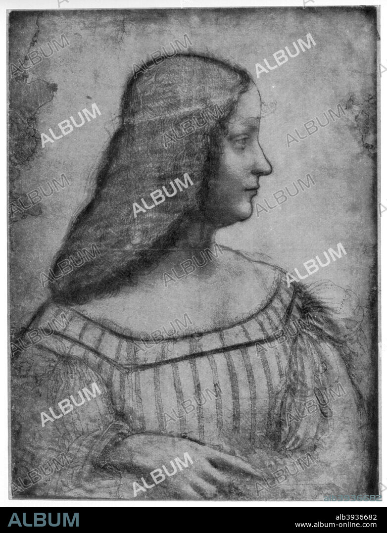 Portrait of Isabella d'Este, 1500 (1954). Found in the collection of the Louvre, Paris. A print from Leonardo da Vinci by Ludwig H Heydenreich. (London, 1954).