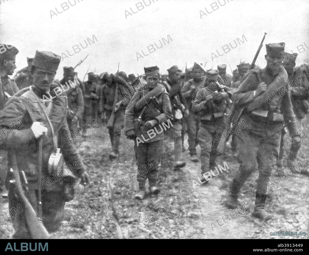 Young Serbian recruits, 1914. After the outbreak of World War I Serbia repelled a succession of Austrian invasion attempts in 1914  before succumbing to a combined offensive launched by Germany, Austria and Bulgaria the following year.