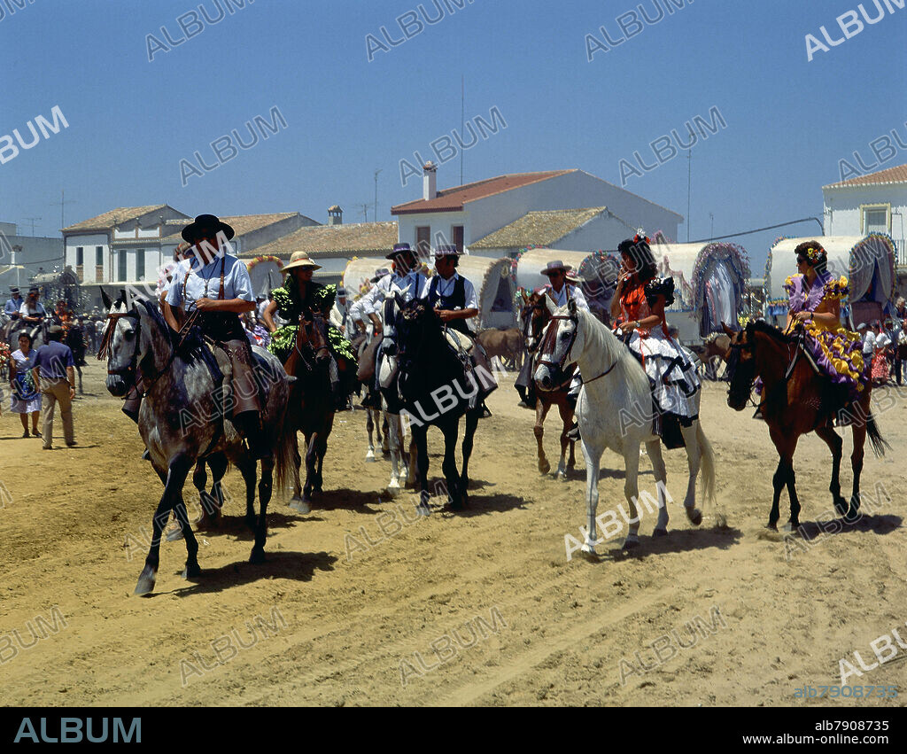 CABALLISTAS EN EL ROCIO - FOTO 1978.